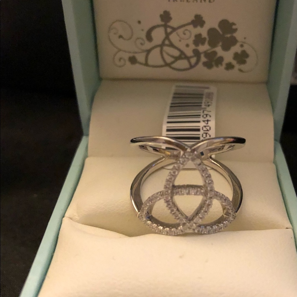 Sterling Silver Crystal Trinity Knot Ring